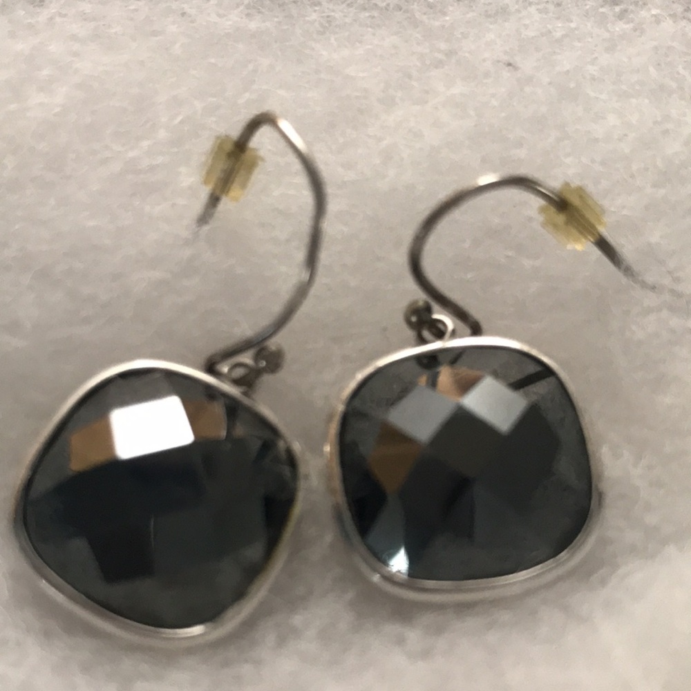 925 faceted onyx earrings
